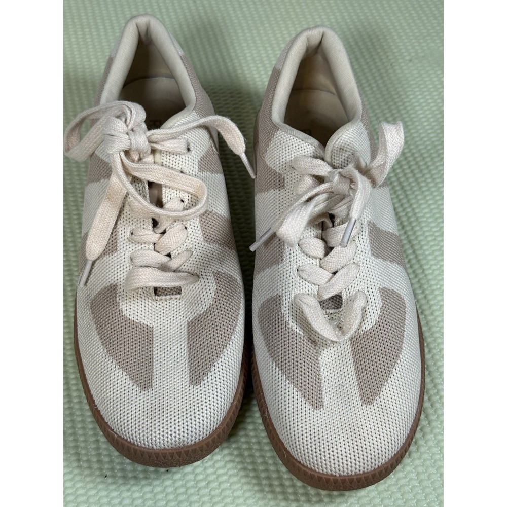 PEREJOY women's Low Top Lace-Up Sneakers Tan Colorblock Rubber Sole size 8